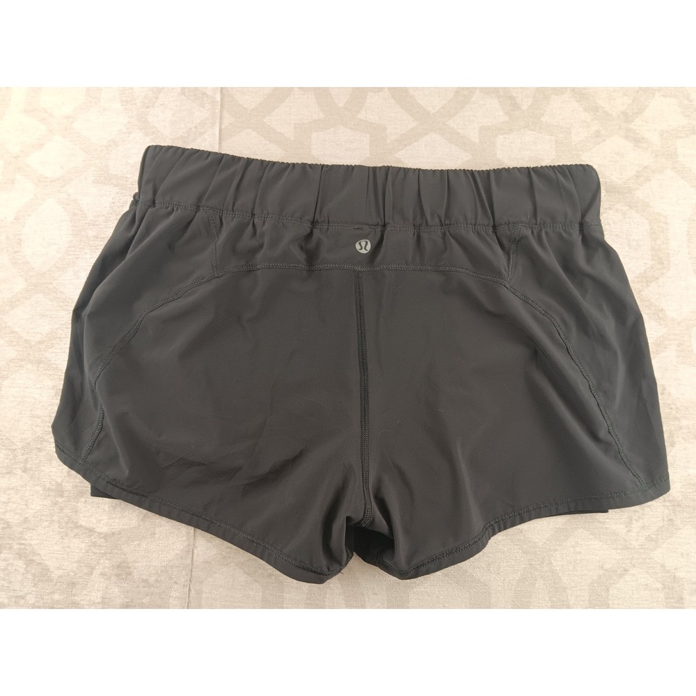 Lululemon Black Running Shorts Double Layer Mesh Insets Women‎ Size 8 - Picture 2 of 8